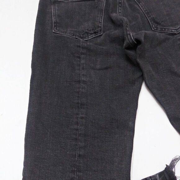 ZARA Woman Distressed Raw Step Hem Jeans Front Seam Stretch Black / Gray Sz 6 - Picture 7 of 10
